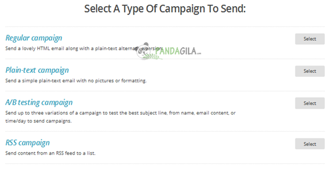 campaign, memilih tipe campaign, Mailchimp